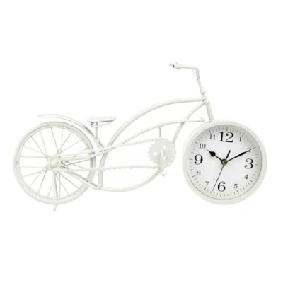 Afbeelding van Bordsklocka Fiets Wit Metaal 42 x 24 10 cm (4 Stuks)