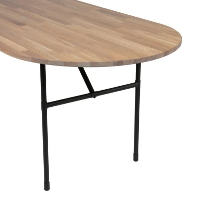 Afbeelding van WOOOD Tablo Tafelblad Ovaal Incl. H poot Eiken/Metaal 74,4x220x90
