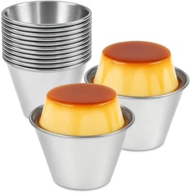 Afbeelding van Menax Individuele Roestvrijstalen Puddingvorm Set van 12 Diameter 8 cm