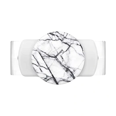 Afbeelding van PopSockets: PopGrip Slide Stretch Niet klevende Telefoonstandaard &amp; Grip met Vierkante Randen en een Verwisselbare Top Compatibel de meeste Smartphones White Dove Marble