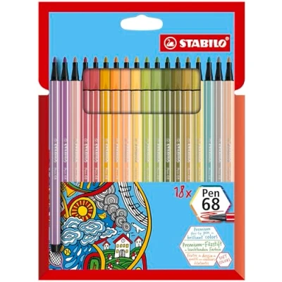 Afbeelding van Viltstift STABILO Pen 68 8 medium soft assorti etui à 18 stuks