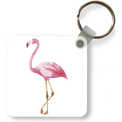 Afbeelding van Sleutelhanger Uitdeelcadeautjes Flamingo Waterverf Roze Plastic