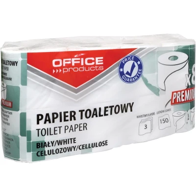 Afbeelding van Toiletpapier 3 laags 64 rol (8 x 8 rollen) OFFICE Products Premium 100% cellulose, 150 vel per rol, 15 meter