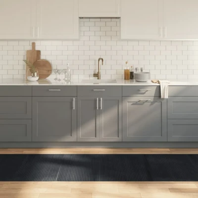 Afbeelding van Vloerkleed rechthoekig 80x300 cm bamboe zwart