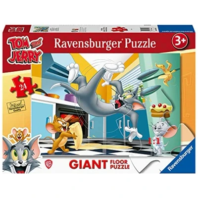 Afbeelding van Ravensburger Puzzel: Tom en Jerry, puzzel, 3 jaar of ouder, kinderpuzzel jaar, kinderpuzzel, cadeau voor kinderen van Jigsaw, vloerpuzzel, 24 stukjes, 70 x 50 cm