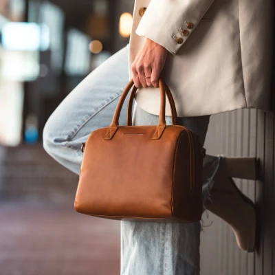 Afbeelding van Leren Schoudertas Cognac Langton
