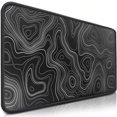 Afbeelding van Sidorenko Maxlvl gaming muismat XXL zwart grote 900 x 400 mm antislip bureauonderlegger voor en kantoor franjevrije randen nauwkeurig duurzaam