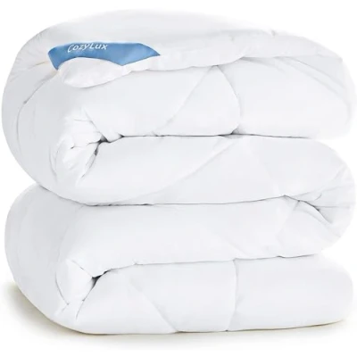 Afbeelding van CozyLux dekbed van 200 x 220 cm, voor 4 seizoenen, microvezel, 300 g/m², het hele jaar, wit, super zachte deken, slaapdeken, ademend, 220, wit
