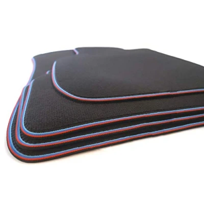Afbeelding van Vloermatten voor BMW 3 serie F30 F31 F80 M3 premium velours automatten set zwart blauw rood