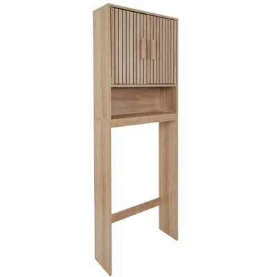 Afbeelding van Design Wc Meubel Akoestische Look 166cm Bruin
