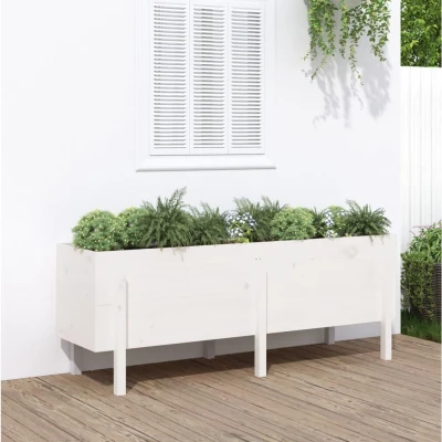 Afbeelding van Plantenbak verhoogd 160x50x57 cm massief grenenhout wit