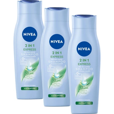 Afbeelding van NIVEA 2 in 1 Care Express Shampoo &amp; Conditioner 3 x 250 ml Voordeelverpakking