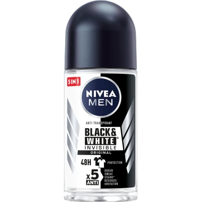 Afbeelding van 3x Nivea Men Deodorant Roller Invisible for Black&amp;White 50 ml