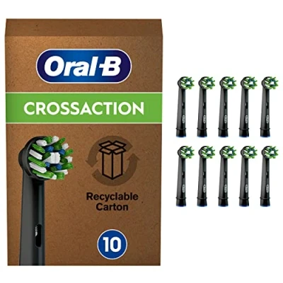 Afbeelding van Oral B CrossAction Met CleanMaximiser technologie Opzetborstels Zwart 10 stuks