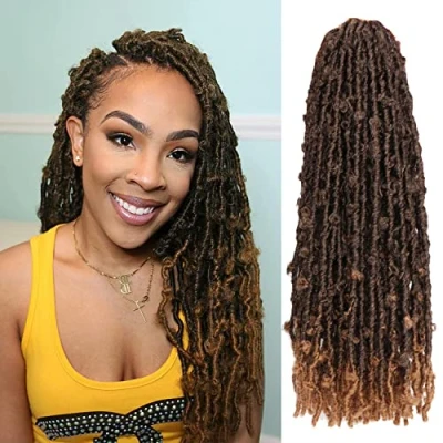 Afbeelding van Vlinderlokken gehaakt haar 6 verpakkingen lange kunstlokken vlechten voorgelust noodlijdende zachte dreadlocks synthetisch extensions (T27, 61 cm (Pack van 6))