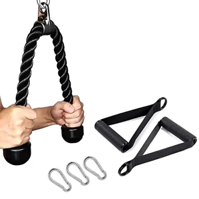 Afbeelding van CMYKZONE Triceps Fitness Trekkoord Set, Push Pull Down Touw Koord Met Krachtig Handvat &amp; Karabijnhaak, Hoge Intensiteit, Goed Trainingseffect Voor Combinatie Van Armkrachttraining