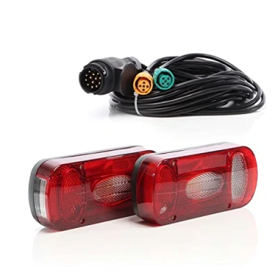 Afbeelding van XPOtool set van 2 achterlichten T1 met aanhangerkabel 13 polig aanhanger verlichting 5 meter kabel