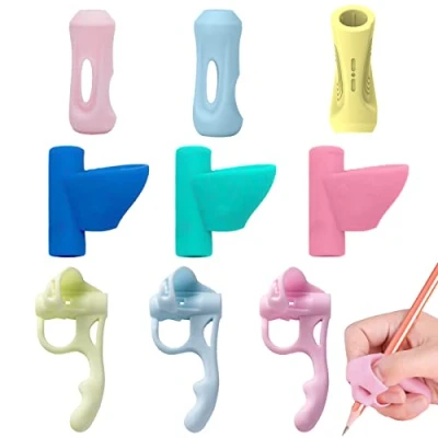 Afbeelding van 9 stks schrijfhulp voor pen kinderen potlood grips schrijven leerhulp vasthouden houder grip houding kind linkshandig rechts