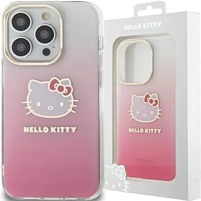 Afbeelding van Hello Kitty IML Gradient Electrop Hoofdhoes voor iPhone 14 Pro roze