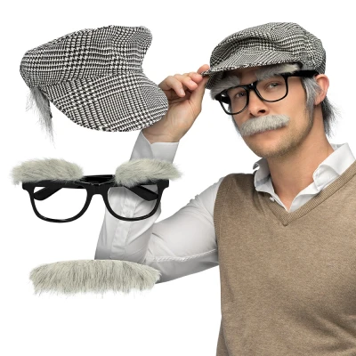 Afbeelding van Boland Set Opa Volwassenen Mannen Oude Man Accessoireset Grappig en Fout Cosplay Carnaval Themafeest