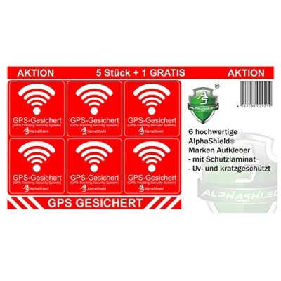 Afbeelding van AlphaShield 6 stuks GPS stickers, binnen of buitenklevend voor fiets, motorfiets, bouwmachines, auto, vrachtwagen, alarm, waarschuwing, anti diefstalsticker, tracker, beveiligd R048 (aan de buitenzijde)
