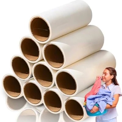 Afbeelding van Retoo Pluisrollerset 600 vellen, 10 x 60 vellen vervangende rollen pluisroller voor dierenharen, kattenharen, hondenharen, pluisroller, kleding, extra kleverige draagbare pluisverwijderaar,