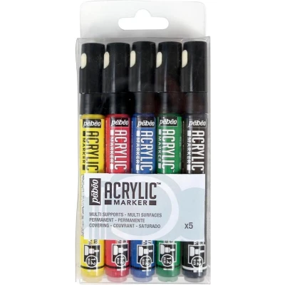 Afbeelding van Pebeo Acryl Markers 1.2mm Primaire kleuren set 5 stuks