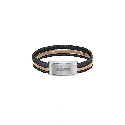 Afbeelding van BOSS Galen Armband, Heren, Maat: One Size, Camel/black