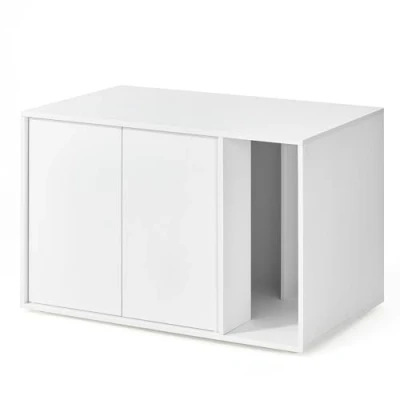 Afbeelding van SONGMICS HOME Kattenbak Kast Gereedschapsloze technologie Kattenhuis voor grote katten Push to Open deuren Bijzettafel Minimalistisch Supersnelle montage zonder gereedschap Sneeuwwitje PCL013W01