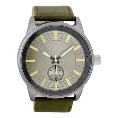 Afbeelding van OOZOO Timepieces Titanium horloge met donker groene leren band C7821