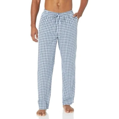 Afbeelding van Amazon Essentials Men&#039;s Geweven pyjamabroek met rechte pasvorm, Lichtblauw Wit Plaid, L