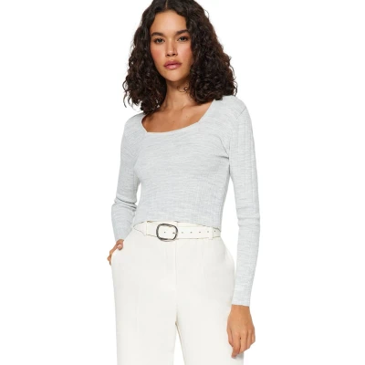 Afbeelding van Trendyol Stone Crop Gebreide Trui Met Vierkante Kraag Twoaw24Kz01199
