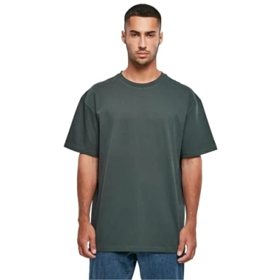 Afbeelding van Build Your Brand Heren T shirt Heavy Oversize Tee, Basic voor mannen, oversized fit, katoen, groen (bottle green), 4XL