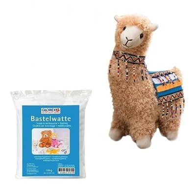 Afbeelding van Glorex 04811 1K Complete set knuffel om zelf in te pakken, lama, beige, ca. 23 cm, incl. 100 g watten, knutselen en knuffelen