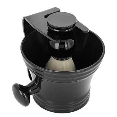 Afbeelding van Scheerkwast + schaal standaard set, 3 in 1 nylon borstel met scheerhouder en scheerschaal heren scheerset gereedschap