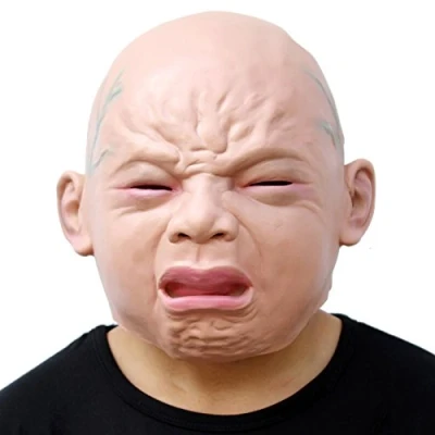 Afbeelding van CreepyParty Halloween kostuum party latex masker menselijk hoofd kind huilen