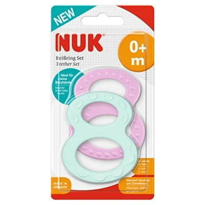 Afbeelding van NUK 10256455 bijtring set met verschillende oppervlakken, vanaf 0 maanden, 2 stuks, meerkleurig