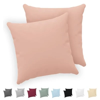Afbeelding van Twinzen® Kussensloop 40x40 cm (Set van 2) 100% Katoen Jersey 150 GSM Roze Kussenhoes met ritssluiting Oeko Tex gecertificeerd