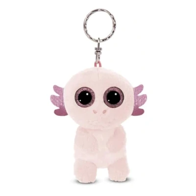 Afbeelding van Sleutelhanger GLUBSCHIS Axolot Xomo 9cm roze Metgezel knuffeldierhanger met sleutelring Sleutelhouder voor sleutelkoord, tas, rugzak en meer