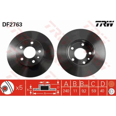 Afbeelding van Trw Remschijf DF2763