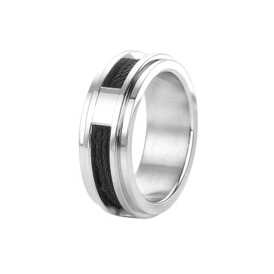 Afbeelding van Lucardi Ring silvercoloured, Heren, Maat: 57, Silver/coloured