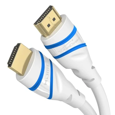 Afbeelding van KabelDirekt 10K &amp; 8K HDMI Kabel, 2.1b 1m, verkrijgbaar in 0,5 5m Gecertificeerd, ontwikkeld Duitsland (Ultra High Speed 2.1 kabel voor PC, PS5, Xbox, monitor en TV wit)