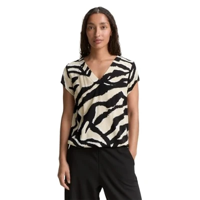 Afbeelding van TOM Tailor Blouse, Dames, Maat: 36, Abstract beige zebra