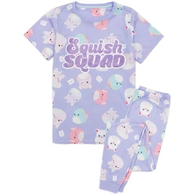 Afbeelding van Squishmallows Meisjes Pyjama Kids Plushies Paarse Top met korte mouw Lang broekje Personages Squishy Soft Stuffed Pluche Animal Merchandise