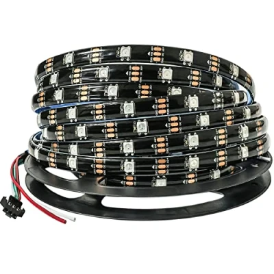 Afbeelding van Tesfish WS2812B LED Strip Light 5V IP65 Waterdicht RGB Pixel 5m 5050 150 LEDs Zwarte PCB Full Colour aanpasbare Smart lichtstrip voor Reclame Decoratie DIY Projecten
