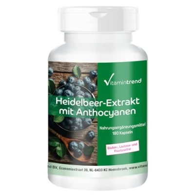 Afbeelding van Bosbessen Extract Capsules met 25% Anthocyanen Hooggedoseerd Veganistisch 180 Vitamintrend®