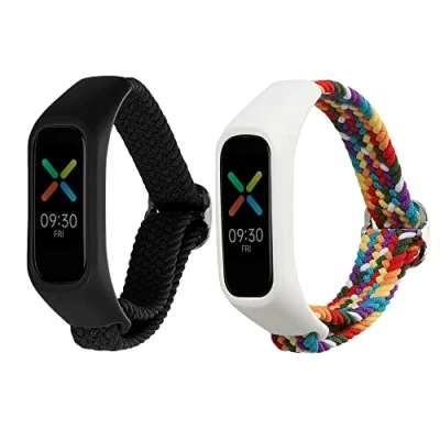 Afbeelding van kwmobile Horlogebandjes geschikt voor Oppo Band Sport 2 x Nylon Smartwatch bandje in zwart / meerkleurig.