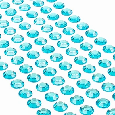 Afbeelding van Movoja Lichtblauwe strass steentjes ronde glitterstenen 147 stuks Ø 10 mm zelfklevend voor het versieren en knutselen sierstenen om op te plakken decoratieve stenen knutselstenen blauw