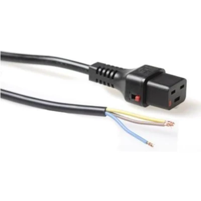 Afbeelding van Iec Lock 230V aansluitkabel C19 afsluitbaar open einde zwart 3,00 m (3 m), Stroomkabel