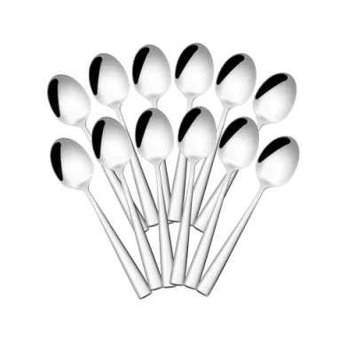 Afbeelding van Otto Koning Leipzig Roestvrijstalen theelepels, 12 theelepels met spiegelglans, koffielepels modern en elegant design.